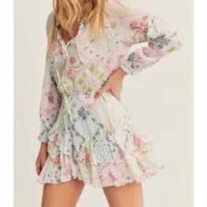 LoveShackFancy Rayna Cotton Ruffle Mini Dress Sz Small